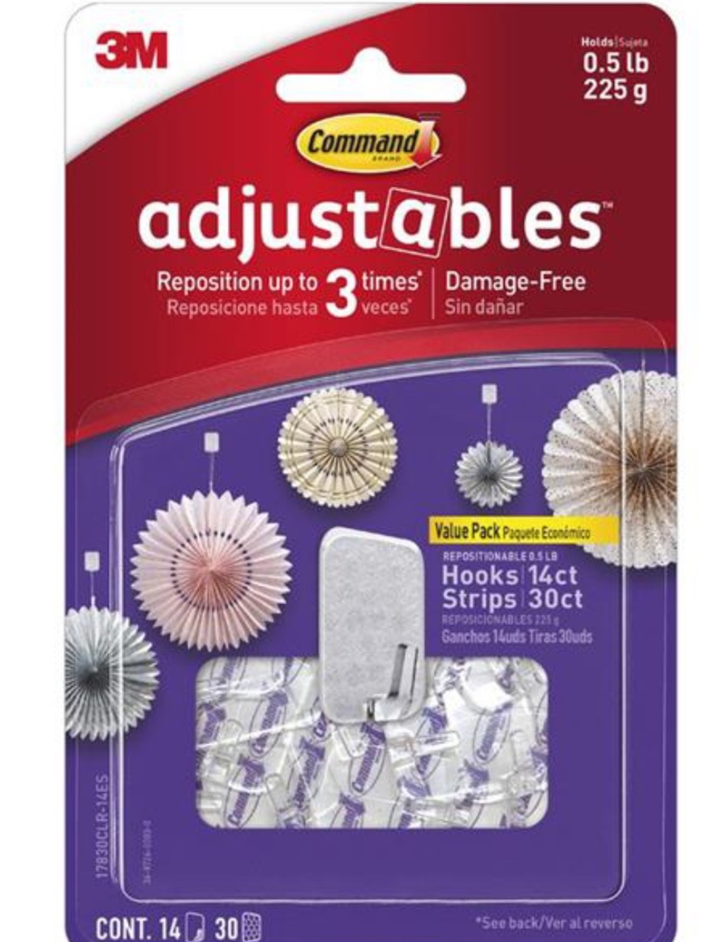 2Pk-Command Adjustables White Hooks & Strips